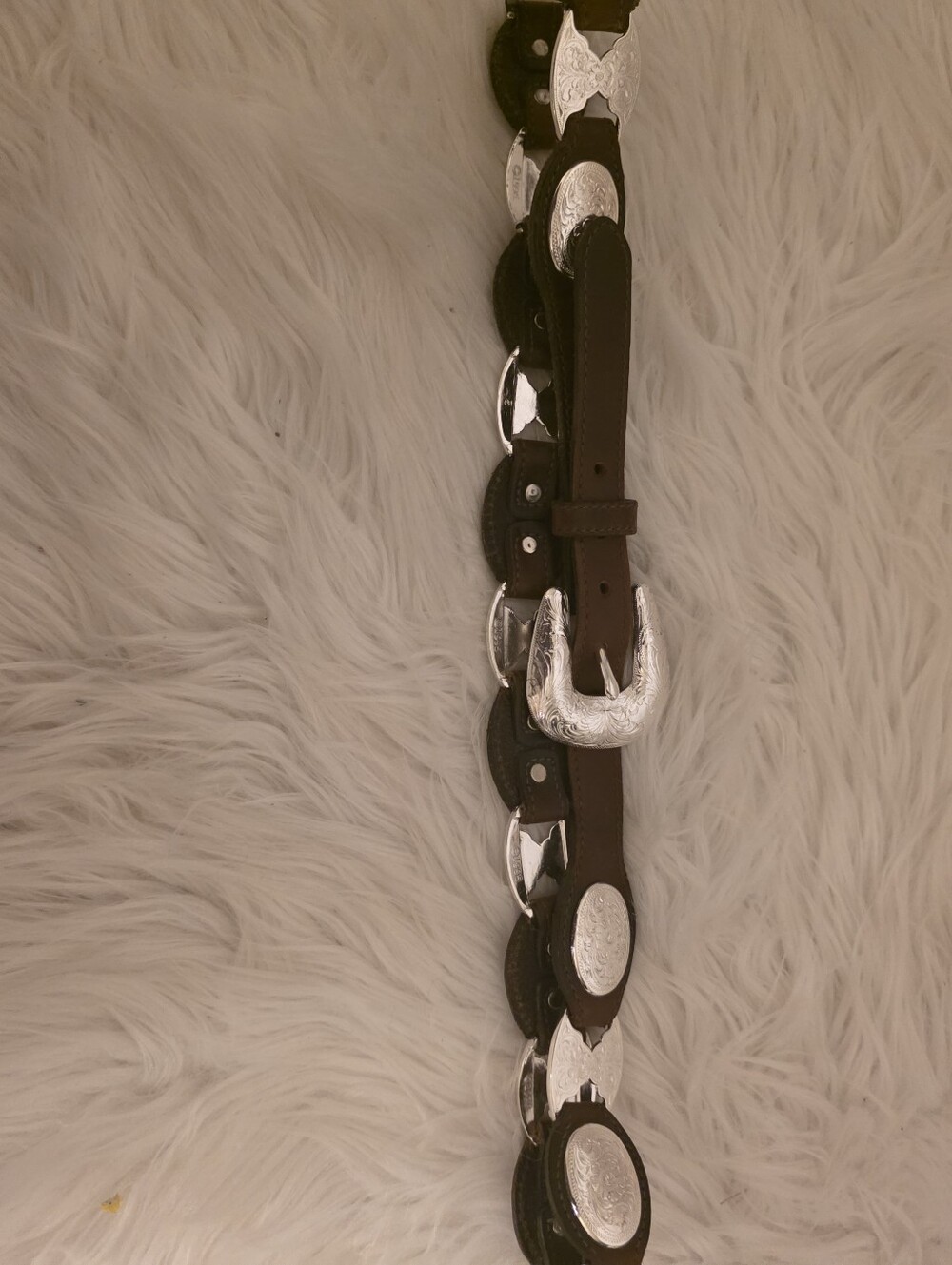 Vintage Tony Lama Silver Concho Belt - Picture 2 of 5
